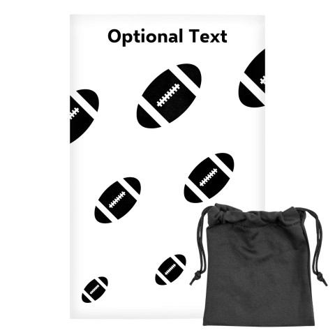 Regular (38cm x 25cm) (Rugby Icon) - White - Stretch Polyester (Personalised with Text) with Small Black Storage Pouch