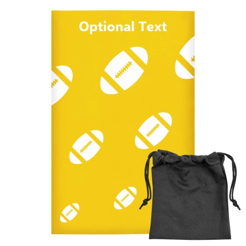 Regular (38cm x 25cm) (Rugby Icon) - Yellow - Stretch Polyester (Personalised with Text) with Small Black Storage Pouch