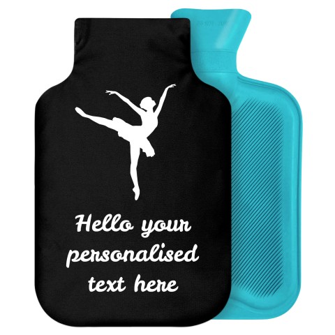 - 2 Litre Generic from Stock Available Colours (Ballet Icon) - Black Soft Velvet Polyester Fabric Removable Cover (Personalised with Text)