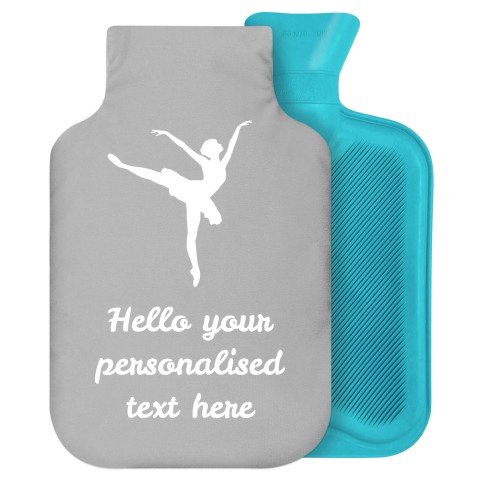- 2 Litre Generic from Stock Available Colours (Ballet Icon) (Grey) Soft Velvet Polyester Fabric Removable Cover (Personalised with Text)