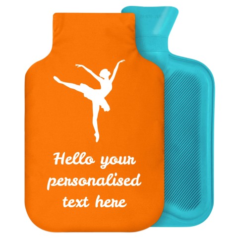 - 2 Litre Generic from Stock Available Colours (Ballet Icon) - Orange Soft Velvet Polyester Fabric Removable Cover (Personalised with Text)