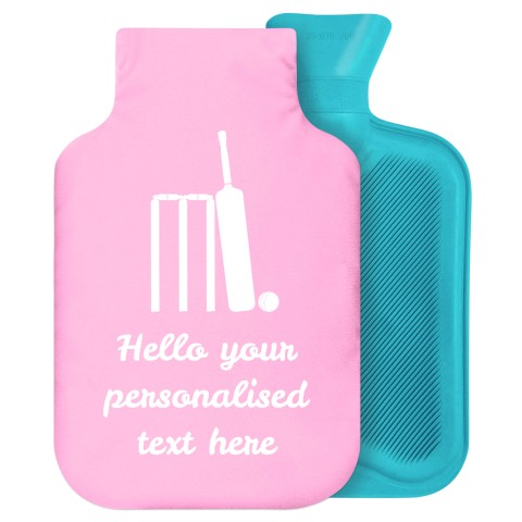 - 2 Litre Generic from Stock Available Colours (Cricket Icon) - Baby Pink Soft Velvet Polyester Fabric Removable Cover (Personalised with Text)
