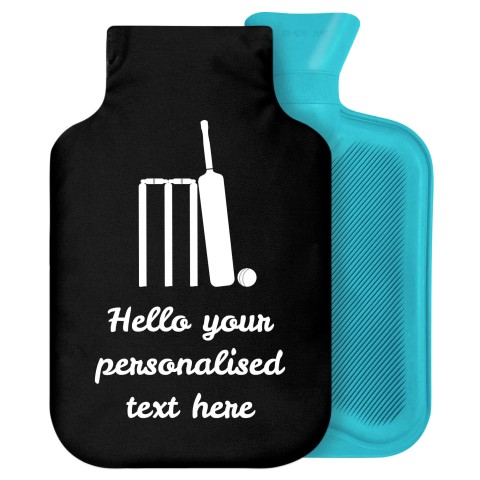 - 2 Litre Generic from Stock Available Colours (Cricket Icon) - Black Soft Velvet Polyester Fabric Removable Cover (Personalised with Text)