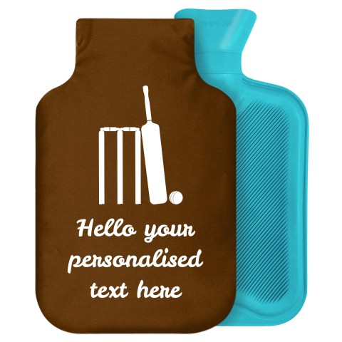 - 2 Litre Generic from Stock Available Colours (Cricket Icon) Brown Soft Velvet Polyester Fabric Removable Cover (Personalised with Text)
