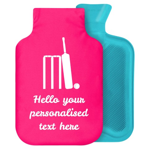 - 2 Litre Generic from Stock Available Colours (Cricket Icon) - Fuchsia Pink Soft Velvet Polyester Fabric Removable Cover (Personalised with Text)