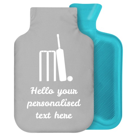 - 2 Litre Generic from Stock Available Colours (Cricket Icon) (Grey) Soft Velvet Polyester Fabric Removable Cover (Personalised with Text)