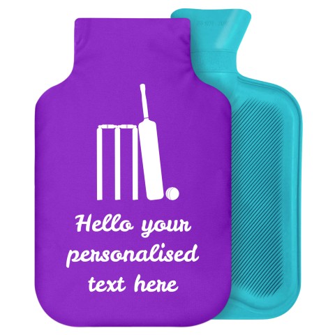 - 2 Litre Generic from Stock Available Colours (Cricket Icon) - Purple Soft Velvet Polyester Fabric Removable Cover (Personalised with Text)