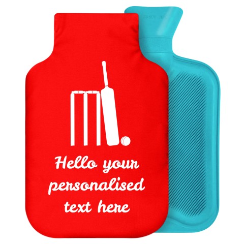 - 2 Litre Generic from Stock Available Colours (Cricket Icon) - Red Soft Velvet Polyester Fabric Removable Cover (Personalised with Text)