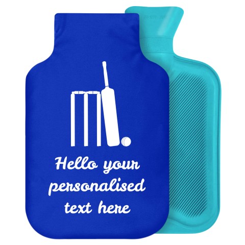 - 2 Litre Generic from Stock Available Colours (Cricket Icon) - Royal Blue Soft Velvet Polyester Fabric Removable Cover (Personalised with Text)