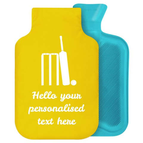 - 2 Litre Generic from Stock Available Colours (Cricket Icon) - Yellow Soft Velvet Polyester Fabric Removable Cover (Personalised with Text)