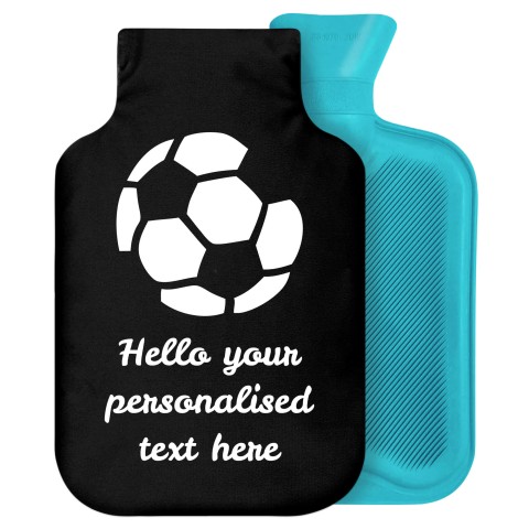 - 2 Litre Generic from Stock Available Colours (Football Icon) - Black Soft Velvet Polyester Fabric Removable Cover (Personalised with Text)