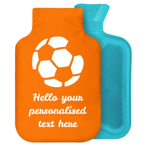 - 2 Litre Generic from Stock Available Colours (Football Icon) - Orange Soft Velvet Polyester Fabric Removable Cover (Personalised with Text)