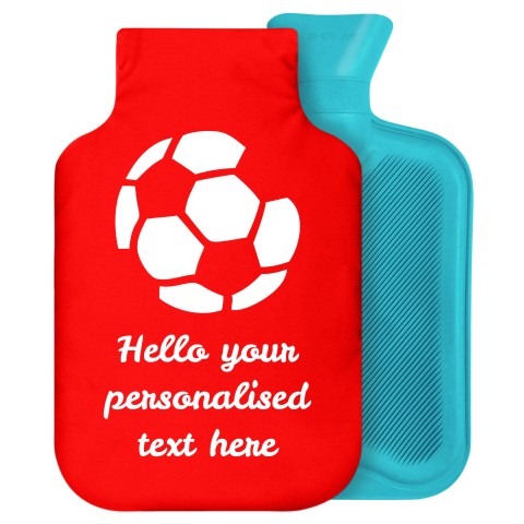 - 2 Litre Generic from Stock Available Colours (Football Icon) - Red Soft Velvet Polyester Fabric Removable Cover (Personalised with Text)