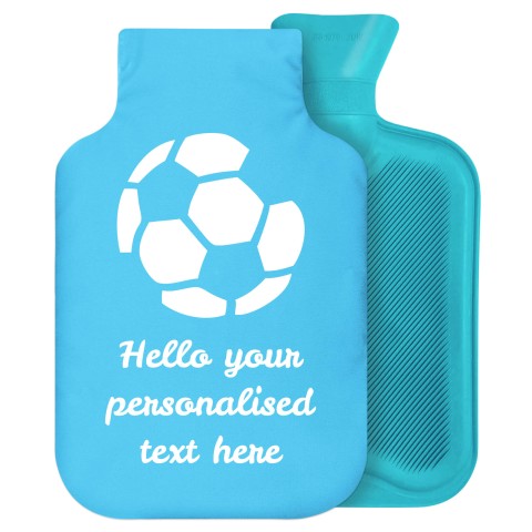 - 2 Litre Generic from Stock Available Colours (Football Icon) - Sky Blue Soft Velvet Polyester Fabric Removable Cover (Personalised with Text)