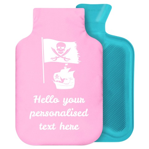 - 2 Litre Generic from Stock Available Colours (Pirate Flag Icon) - Baby Pink Soft Velvet Polyester Fabric Removable Cover (Personalised with Text)