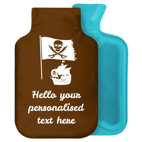 - 2 Litre Generic from Stock Available Colours (Pirate Flag Icon) Brown Soft Velvet Polyester Fabric Removable Cover (Personalised with Text)