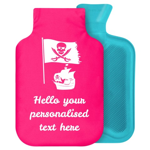 - 2 Litre Generic from Stock Available Colours (Pirate Flag Icon) - Fuchsia Pink Soft Velvet Polyester Fabric Removable Cover (Personalised with Text)