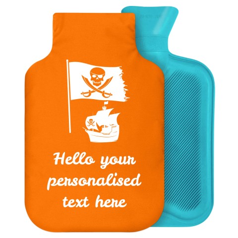 - 2 Litre Generic from Stock Available Colours (Pirate Flag Icon) - Orange Soft Velvet Polyester Fabric Removable Cover (Personalised with Text)