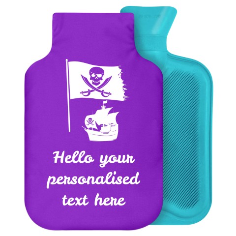 - 2 Litre Generic from Stock Available Colours (Pirate Flag Icon) - Purple Soft Velvet Polyester Fabric Removable Cover (Personalised with Text)