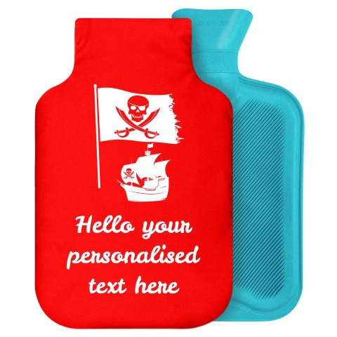 - 2 Litre Generic from Stock Available Colours (Pirate Flag Icon) - Red Soft Velvet Polyester Fabric Removable Cover (Personalised with Text)