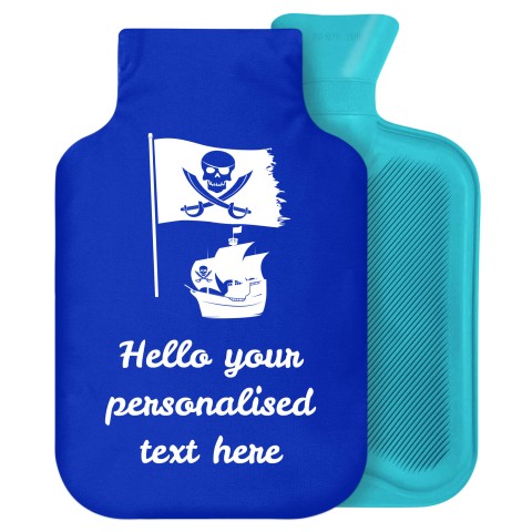 - 2 Litre Generic from Stock Available Colours (Pirate Flag Icon) - Royal Blue Soft Velvet Polyester Fabric Removable Cover (Personalised with Text)
