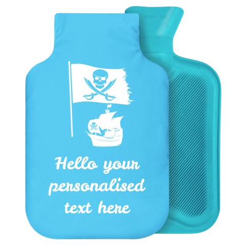 - 2 Litre Generic from Stock Available Colours (Pirate Flag Icon) - Sky Blue Soft Velvet Polyester Fabric Removable Cover (Personalised with Text)