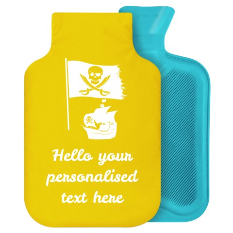 - 2 Litre Generic from Stock Available Colours (Pirate Flag Icon) - Yellow Soft Velvet Polyester Fabric Removable Cover (Personalised with Text)