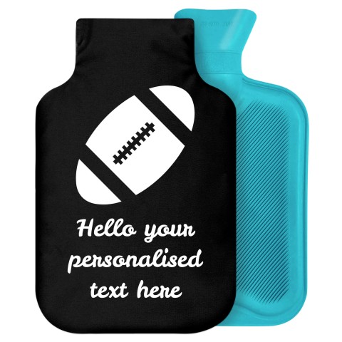 - 2 Litre Generic from Stock Available Colours (Rugby Icon) - Black Soft Velvet Polyester Fabric Removable Cover (Personalised with Text)