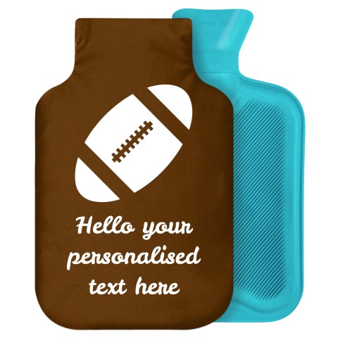 - 2 Litre Generic from Stock Available Colours (Rugby Icon) Brown Soft Velvet Polyester Fabric Removable Cover (Personalised with Text)