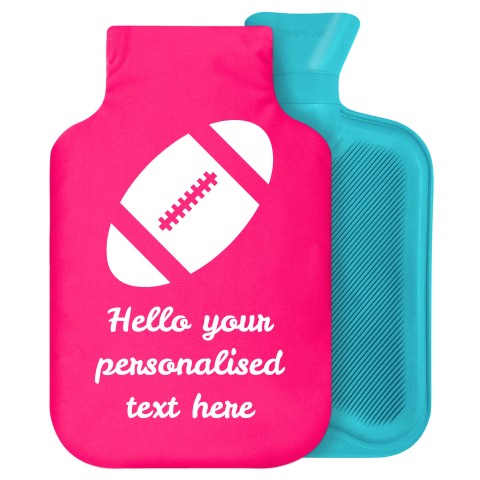 - 2 Litre Generic from Stock Available Colours (Rugby Icon) - Fuchsia Pink Soft Velvet Polyester Fabric Removable Cover (Personalised with Text)