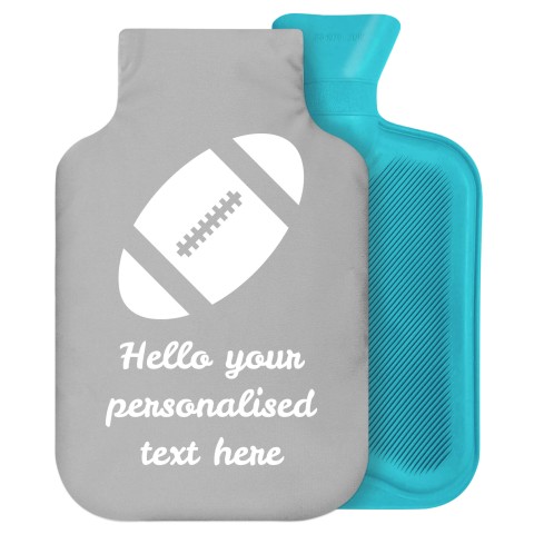 - 2 Litre Generic from Stock Available Colours (Rugby Icon) (Grey) Soft Velvet Polyester Fabric Removable Cover (Personalised with Text)