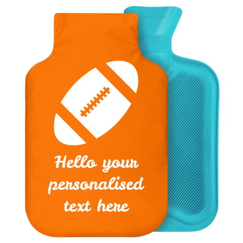 - 2 Litre Generic from Stock Available Colours (Rugby Icon) - Orange Soft Velvet Polyester Fabric Removable Cover (Personalised with Text)