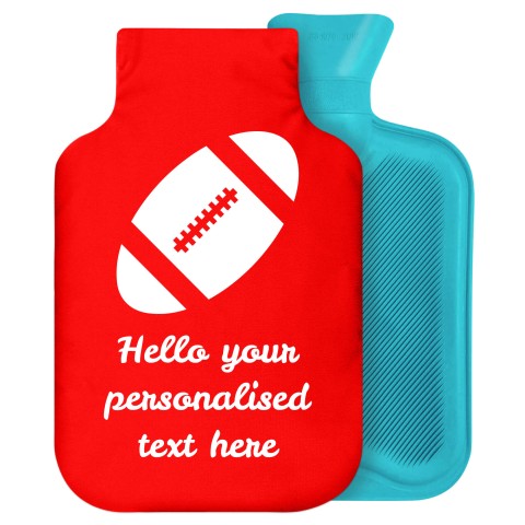 - 2 Litre Generic from Stock Available Colours (Rugby Icon) - Red Soft Velvet Polyester Fabric Removable Cover (Personalised with Text)