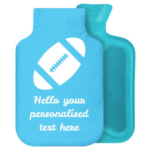 - 2 Litre Generic from Stock Available Colours (Rugby Icon) - Sky Blue Soft Velvet Polyester Fabric Removable Cover (Personalised with Text)