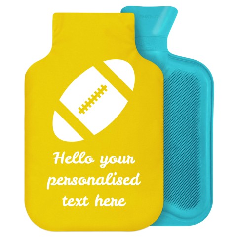 - 2 Litre Generic from Stock Available Colours (Rugby Icon) - Yellow Soft Velvet Polyester Fabric Removable Cover (Personalised with Text)