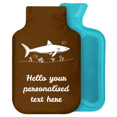 - 2 Litre Generic from Stock Available Colours (Shark Icon) Brown Soft Velvet Polyester Fabric Removable Cover (Personalised with Text)
