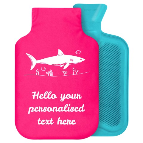 - 2 Litre Generic from Stock Available Colours (Shark Icon) - Fuchsia Pink Soft Velvet Polyester Fabric Removable Cover (Personalised with Text)