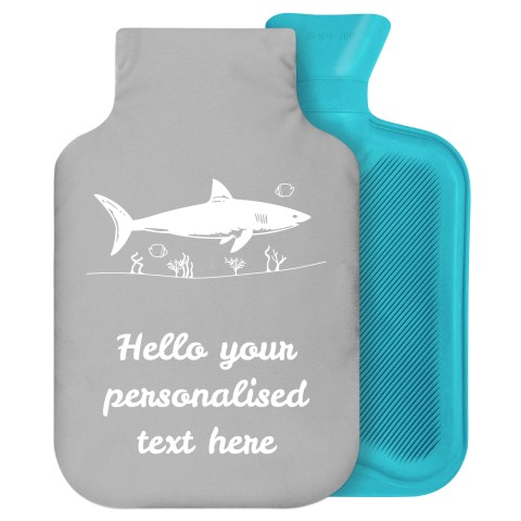 - 2 Litre Generic from Stock Available Colours (Shark Icon) (Grey) Soft Velvet Polyester Fabric Removable Cover (Personalised with Text)