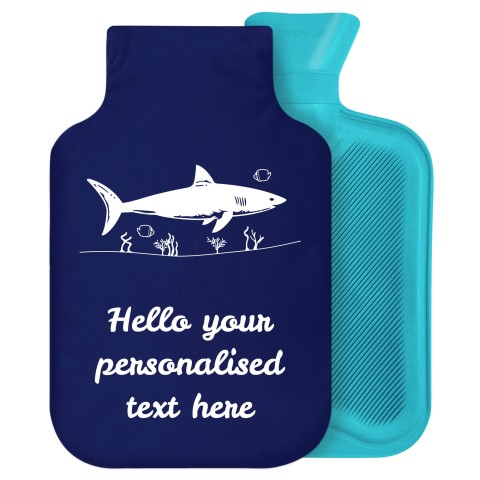 - 2 Litre Generic from Stock Available Colours (Shark Icon) Navy Blue Soft Velvet Polyester Fabric Removable Cover (Personalised with Text)