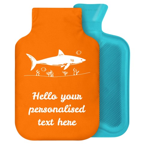 - 2 Litre Generic from Stock Available Colours (Shark Icon) - Orange Soft Velvet Polyester Fabric Removable Cover (Personalised with Text)