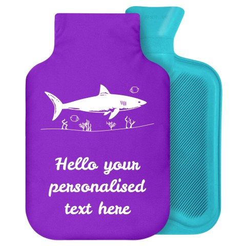 - 2 Litre Generic from Stock Available Colours (Shark Icon) - Purple Soft Velvet Polyester Fabric Removable Cover (Personalised with Text)