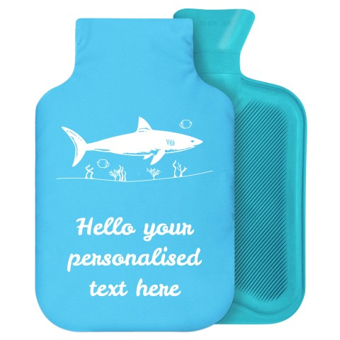 - 2 Litre Generic from Stock Available Colours (Shark Icon) - Sky Blue Soft Velvet Polyester Fabric Removable Cover (Personalised with Text)