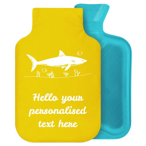 - 2 Litre Generic from Stock Available Colours (Shark Icon) - Yellow Soft Velvet Polyester Fabric Removable Cover (Personalised with Text)