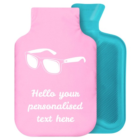 - 2 Litre Generic from Stock Available Colours (Sunglasses Icon) - Baby Pink Soft Velvet Polyester Fabric Removable Cover (Personalised with Text)