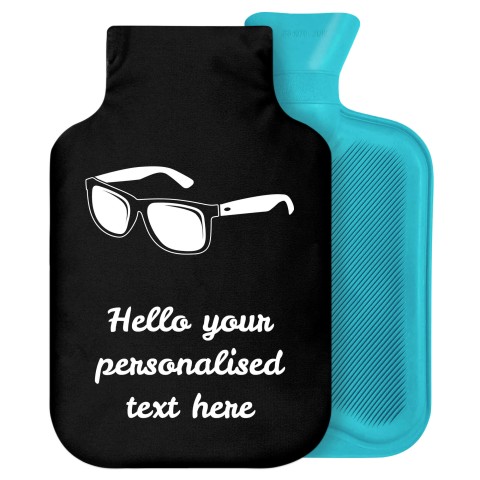 - 2 Litre Generic from Stock Available Colours (Sunglasses Icon) - Black Soft Velvet Polyester Fabric Removable Cover (Personalised with Text)