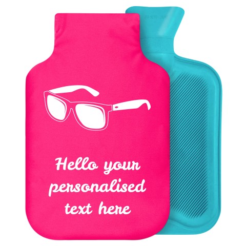 - 2 Litre Generic from Stock Available Colours (Sunglasses Icon) - Fuchsia Pink Soft Velvet Polyester Fabric Removable Cover (Personalised with Text)