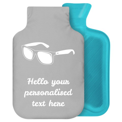- 2 Litre Generic from Stock Available Colours (Sunglasses Icon) (Grey) Soft Velvet Polyester Fabric Removable Cover (Personalised with Text)