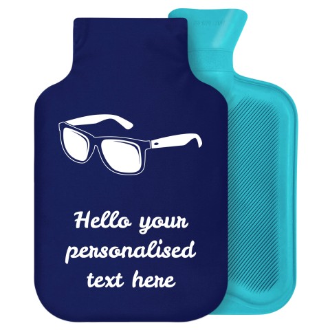 - 2 Litre Generic from Stock Available Colours (Sunglasses Icon) Navy Blue Soft Velvet Polyester Fabric Removable Cover (Personalised with Text)