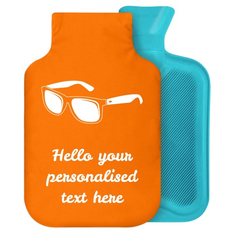 - 2 Litre Generic from Stock Available Colours (Sunglasses Icon) - Orange Soft Velvet Polyester Fabric Removable Cover (Personalised with Text)