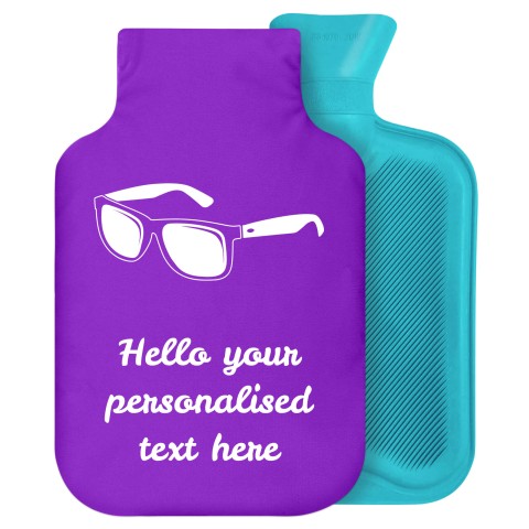 - 2 Litre Generic from Stock Available Colours (Sunglasses Icon) - Purple Soft Velvet Polyester Fabric Removable Cover (Personalised with Text)
